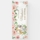 Oerwoud Dieren Safari Blush Pink Floral Backdrop Spandoek (Verticaal)