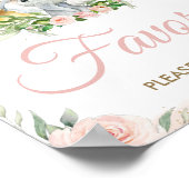 Oerwoud Dieren Safari Blush Pink Floral Favors Poster (Hoek)