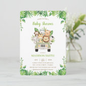 Oerwoud Dieren Safari Car Greenery Baby shower Kaart (Staand voorkant)