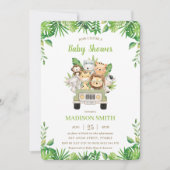 Oerwoud Dieren Safari Car Greenery Baby shower Kaart (Voorkant)