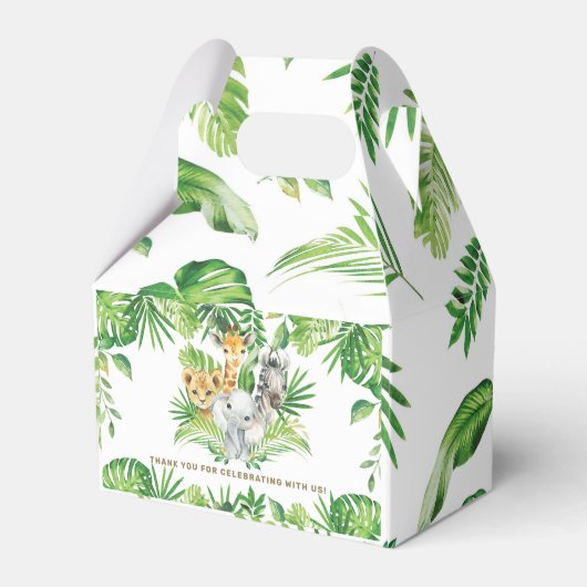 Oerwoud Dieren Safari Greenery 1st Birthday Shower Bedankdoosjes (Achterkant)