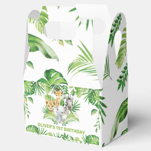 Oerwoud Dieren Safari Greenery 1st Birthday Shower Bedankdoosjes (Geopend)