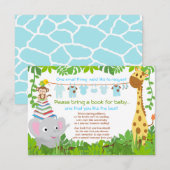 Oerwoud Dieren Safari Jongen Baby shower Boek Informatiekaartje (Voorkant / Achterkant)