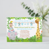 Oerwoud Dieren Safari Jongen Baby shower Boek Informatiekaartje (Staand voorkant)