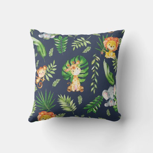 Oerwoud Dieren Safari Kinder Baby Kinderkamer Deco Kussen (Achterkant)