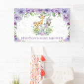 Oerwoud Dieren Safari Lila Paars Floral Backdrop Spandoek (Insitu)