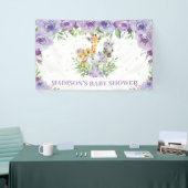 Oerwoud Dieren Safari Lila Paars Floral Backdrop Spandoek (Beurs)