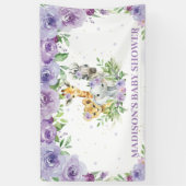 Oerwoud Dieren Safari Lila Paars Floral Backdrop Spandoek (Verticaal)