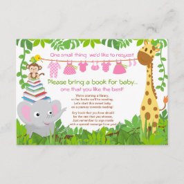 Oerwoud Dieren Safari Meisje Baby shower Boek Informatiekaartje