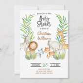 Oerwoud Dieren Safari Neutraal Baby shower Kaart (Voorkant)