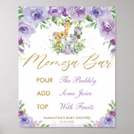 Oerwoud Dieren Safari Paarse Floral Momosa Bar Poster