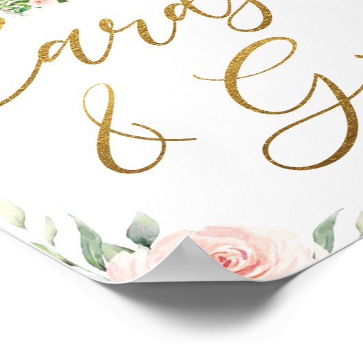 Oerwoud Dieren Safari Roze Floral Kaarten en Gifts Poster (Hoek)