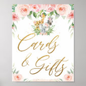 Oerwoud Dieren Safari Roze Floral Kaarten en Gifts Poster (Voorkant)