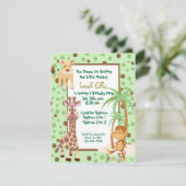 oerwoud dieren safari verjaardagsuitnodiging kaart (Staand voorkant)