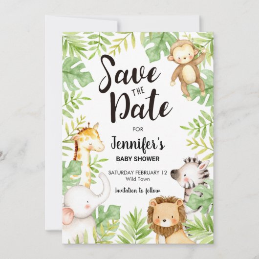 Oerwoud Dieren Save the Date Invitation Kaart (Voorkant)