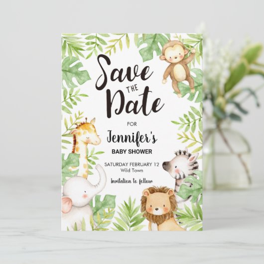 Oerwoud Dieren Save the Date Invitation Kaart (Staand voorkant)