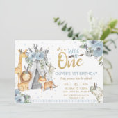 Oerwoud dieren stamblauw wild één dag kaart (Staand voorkant)