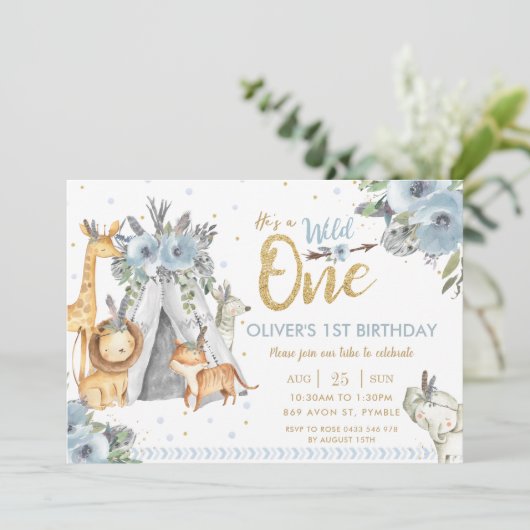 Oerwoud dieren stamblauw wild één dag kaart (Staand voorkant)