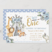 Oerwoud dieren stamblauw wild één dag kaart (Voorkant / Achterkant)