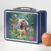 Oerwoud Dieren Thema Metalen Lunchbox (In situ)