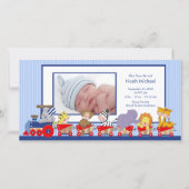 Oerwoud Dieren Train Baby Boy Geboorteaankondiging Aankondiging (Voorkant)