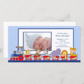Oerwoud Dieren Train Baby Boy Geboorteaankondiging Aankondiging (Voorkant / Achterkant)