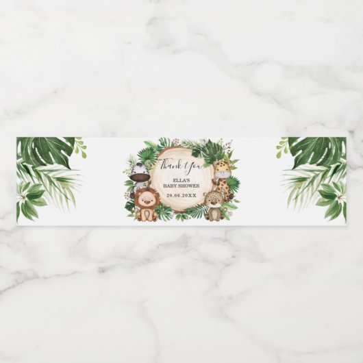 Oerwoud Dieren Tropisch groen Baby shower Favor Waterfles Etiket (Enkel label)