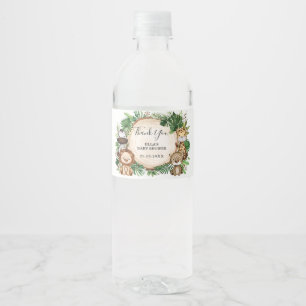 Oerwoud Dieren Tropisch groen Baby shower Favor Waterfles Etiket