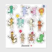 Oerwoud Dieren Verjaardag Sticker blad (Vel)