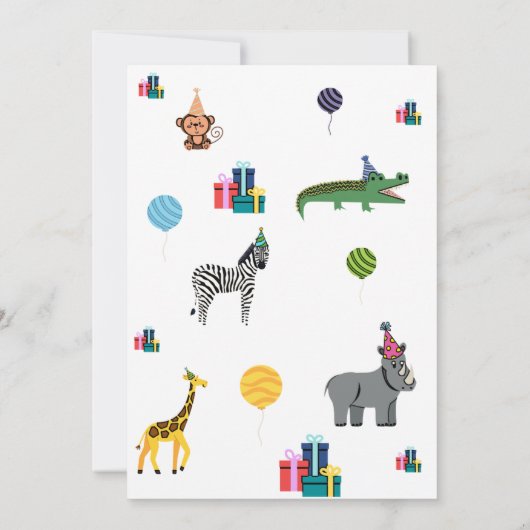 Oerwoud Dieren Verjaardagsfeest, Kinderen Verjaard Kaart (Achterkant)