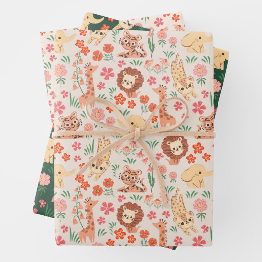 Oerwoud Dieren Verpakking Papier Vlakke Blad Set v Inpakpapier Vel (In situ)