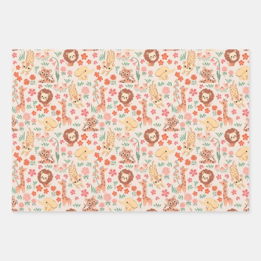 Oerwoud Dieren Verpakking Papier Vlakke Blad Set v Inpakpapier Vel (Voorkant)