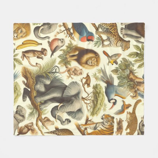  Oerwoud Dieren Waterverf Fleece Deken (Voorkant (Horizontaal))