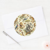  Oerwoud Dieren Waterverf Ronde Sticker (Envelop)