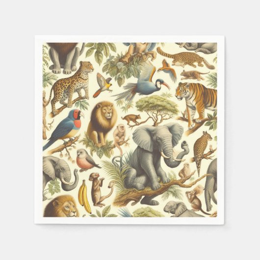 Oerwoud Dieren Waterverf Servet (Voorkant)