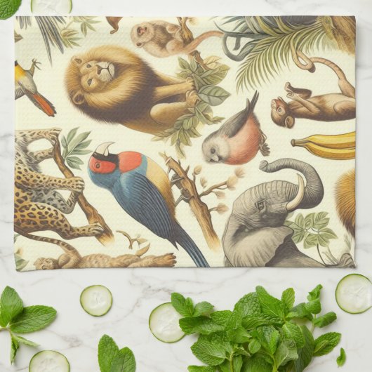  Oerwoud Dieren Waterverf Theedoek (Gevouwen)