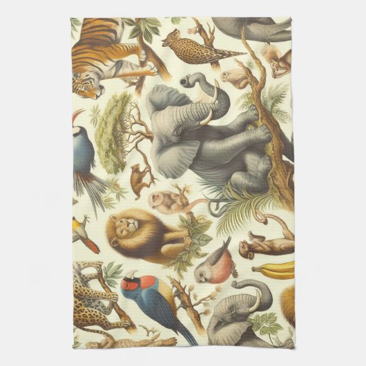  Oerwoud Dieren Waterverf Theedoek (Verticaal)