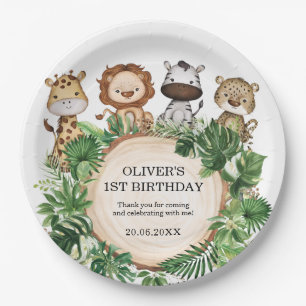 Oerwoud Dieren Wild Safari Greenery Birthday Boy Papieren Bordje