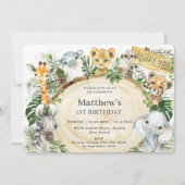 Oerwoud dieren woonden een eerste verjaardag in he kaart (Voorkant)