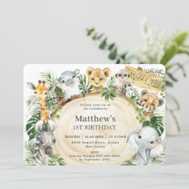 Oerwoud dieren woonden een eerste verjaardag in he kaart