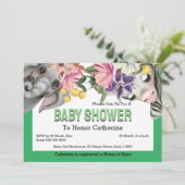 Oerwoud dieren zebra olifant schattig baby shower kaart (Staand voorkant)