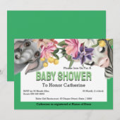 Oerwoud dieren zebra olifant schattig baby shower kaart (Voorkant / Achterkant)