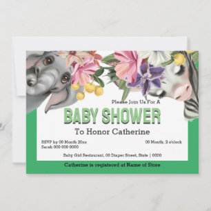 Oerwoud dieren zebra olifant schattig baby shower kaart
