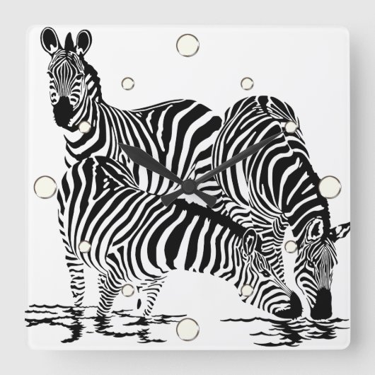 Oerwoud Dieren Zebra wandklok (Voorkant)