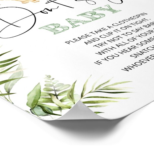 Oerwoud dieren Zeg geen Poster van baby shower wil (Hoek)