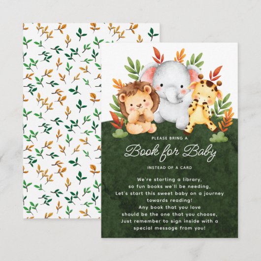 Oerwoud Dierenboek voor Baby Informatiekaartje (Voorkant / Achterkant)