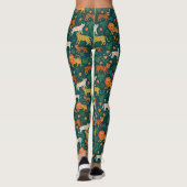 Oerwoud Dierenpatroon met bloemen Leggings (Achterkant)