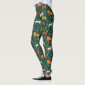 Oerwoud Dierenpatroon met bloemen Leggings (Links)