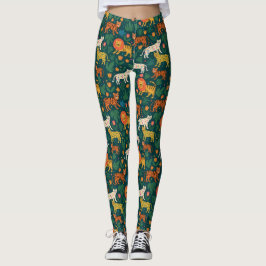 Oerwoud Dierenpatroon met bloemen Leggings