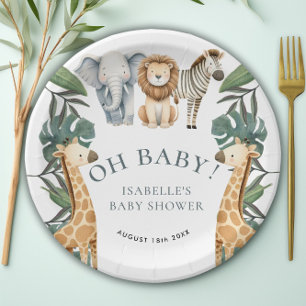 Oerwoud Dierensafari Groen Baby shower Papieren Bordje